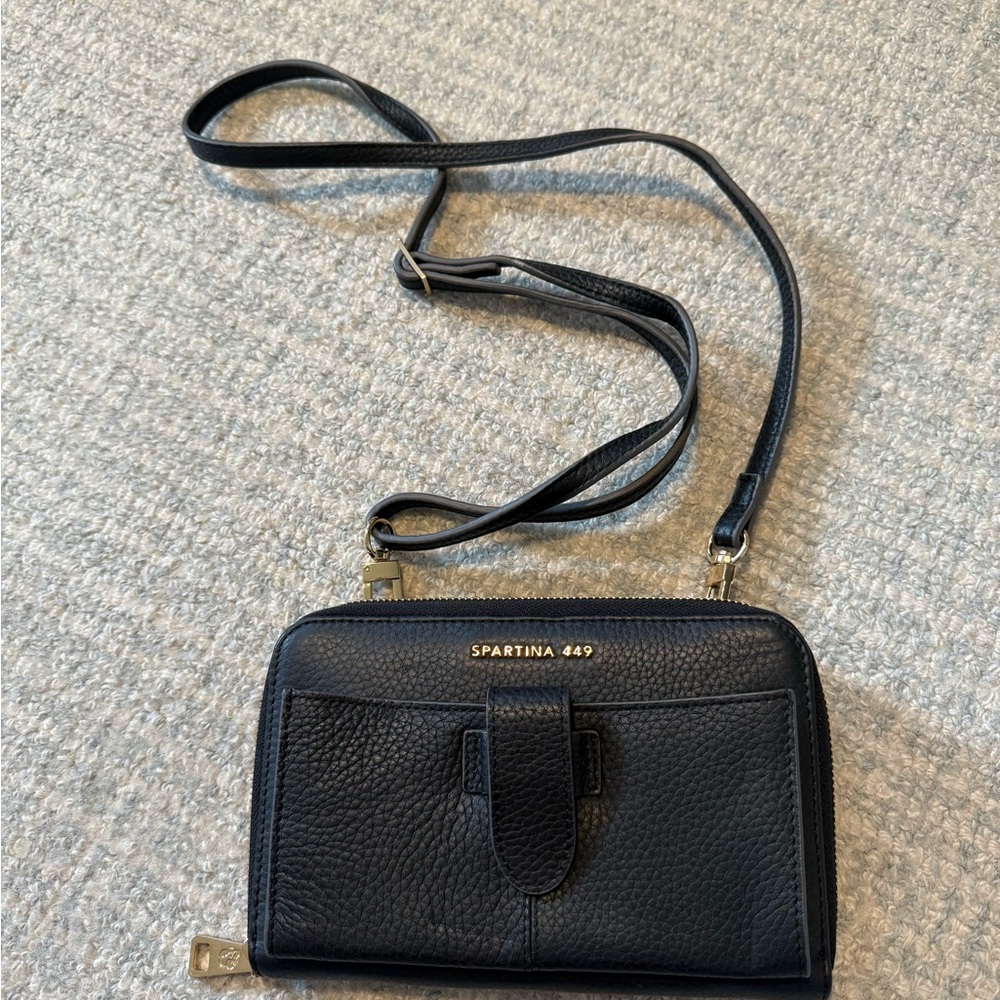 Spartina 449 Classic Black Pebbled Crossbody/Wallet